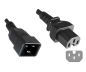 Preview: DINIC Warmgerätekabel C15 auf C20, 1mm², VDE, schwarz, 1,8m