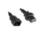 Preview: DINIC Warmgerätekabel C15 auf C20, 1mm², VDE, schwarz, 1,8m