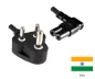 Preview: DINIC Netzkabel Indien Typ D auf C7 90°, 0,75mm², 2,5A, BIS, schwarz, 1.80m