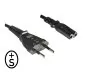 Preview: DINIC Netzkabel Typ C Schweiz auf C7, 0,75mm², CH 2-Pin, IEC 60884-1, SEV, 1,80m