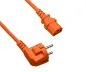 Preview: DINIC Netzkabel Europa CEE 7/7 90° auf C13, 0,75 mm², VDE, orange, Länge 0,50m