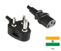 Preview: Netzkabel Indien Typ D auf C13, 1mm², 5m IND 3pin Typ D/IEC 60320-C13, BIS, schwarz