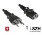 Preview: Power cord Switzerland LSZH type J (partly insulated) to C13, 1mm², approval: SEV, black, length 2.00m