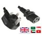 Preview: DINIC Netzkabel England UK Typ G 10A-C13, 1mm²,10A fused, ASTA, schwarz, 2m