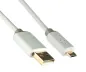 Preview: DINIC HQ Micro USB Kabel A St. auf micro B Stecker, Monaco Range, weiß, 0,5m