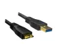 Preview: DINIC USB 3.0 Kabel A Stecker auf micro B Stecker, 3P AWG 28/1P AWG 24, vergoldete Kontakte, schwarz, 0,20m