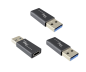 Preview: DINIC Adapter, USB A Stecker auf USB C Buchse, 3 Stück Alu, space grey