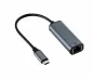 Preview: DINIC Adapter USB C / RJ45 Gbit LAN, Alu, 10/100/1000 Mbps mit Auto-Erkennung, space grau, Länge 0,20m, DINIC Polybag