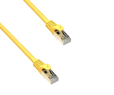 DINIC Cat.7 Premium Patchkabel 10 GB LAN / DSL Netzwerk, LSZH, PiMF/S-FTP Kabel, gelb, 0,30m