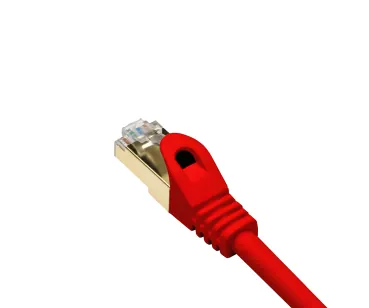 DINIC Cat.7 Premium Patchkabel 10 GB LAN / DSL Netzwerk, LSZH, PiMF/S-FTP Kabel, rot, 0,30m