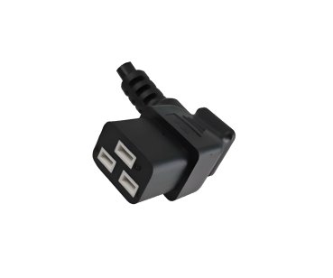 DINIC Kaltgerätekabel C19 gewinkelt auf C20, 16A Verlängerung, 1,5mm², schwarz, 1,80m