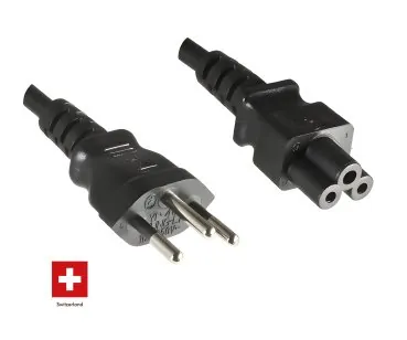 DINIC Stromkabel Netzkabel für die Schweiz auf C5, 1.80m