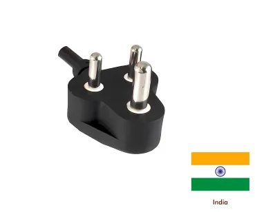 DINIC Netzkabel Indien Typ D auf C7 90°, 0,75mm², 2,5A, BIS, schwarz, 1.80m