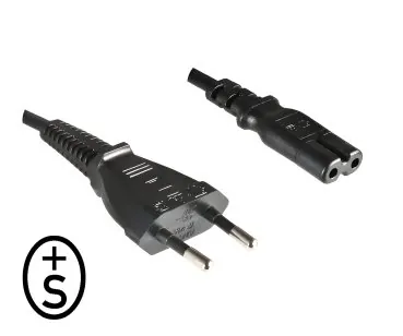 DINIC Netzkabel Typ C Schweiz auf C7, 0,75mm², CH 2-Pin, IEC 60884-1, SEV, 1,80m