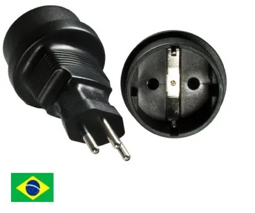 DINIC Stromadapter Brasilien auf Schuko CEE 7/3 Buchse, 3pin