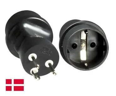DINIC Reisestecker für Dänemark, 3-Pin Netzadapter, DK Adapter