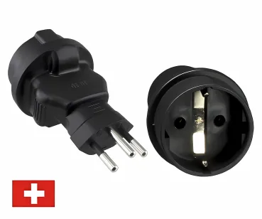 DINIC Reisestecker für die Schweiz mit Sicherung, Netzadapter CH