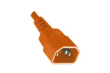 DINIC Warmgerätekabel C14 auf C15, 1mm², VDE, orange, IEC 60320-C14/C15, Verlängerung, orange, 2,00m
