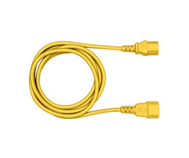 DINIC Kaltgerätekabel C13 auf C14, 0,75mm², Verlängerung, VDE, gelb, Länge 1,00m