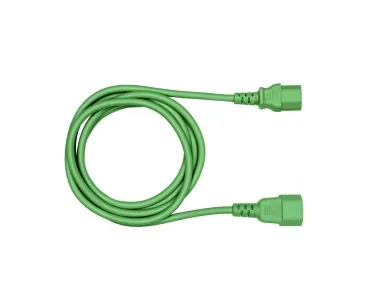 DINIC Kaltgerätekabel C13 auf C14, 0,75mm², Verlängerung, VDE, grün, Länge 1,80m