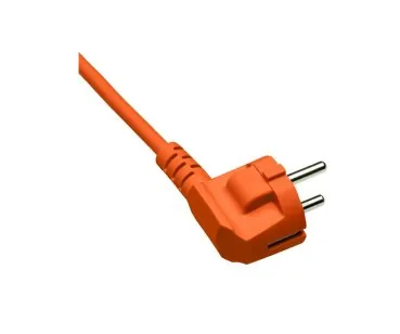 DINIC Netzkabel Europa CEE 7/7 90° auf C13, 0,75 mm², VDE, orange, Länge 0,50m