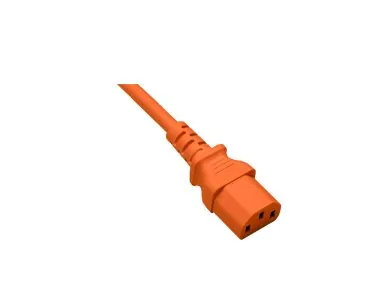 DINIC Netzkabel Europa CEE 7/7 90° auf C13, 0,75 mm², VDE, orange, Länge 0,50m