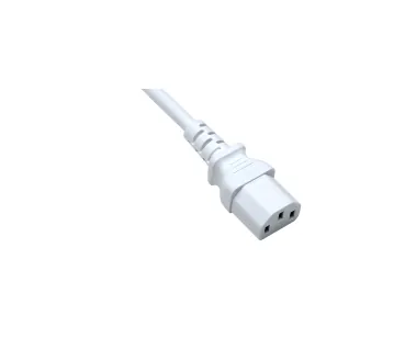 DINIC Netzkabel Europa CEE 7/7 90° auf C13, 0,75 mm², VDE, weiß, Länge 0,50m