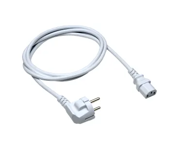 DINIC Netzkabel Europa CEE 7/7 90° auf C13, 0,75 mm², VDE, weiß, Länge 0,50m