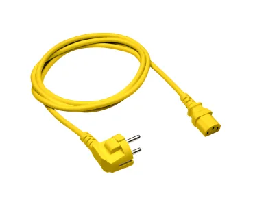 DINIC Netzkabel Europa CEE 7/7 90° auf C13, 0,75 mm², VDE, gelb, Länge 1m