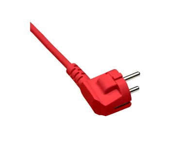 DINIC Netzkabel Europa CEE 7/7 90° auf C13, 0,75 mm², VDE, rot, Länge 1m