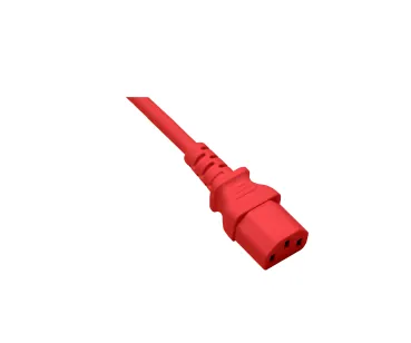 DINIC Netzkabel Europa CEE 7/7 90° auf C13, 0,75 mm², VDE, rot, Länge 1m