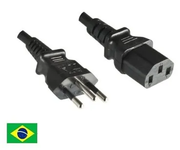 DINIC Netzkabel, Stromkabel für Brasilien Typ N auf C13, BRA 3pin, 1,80m