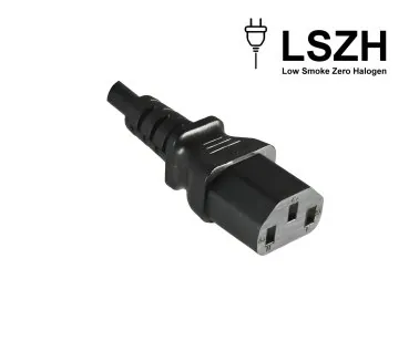 Power cord Switzerland LSZH type J (partly insulated) to C13, 1mm², approval: SEV, black, length 2.00m