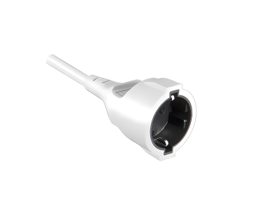 DINIC Schutzkontakt-Verlängerungskabel 1,5mm², CEE 7/7 90° auf CEE 7/3, Stecker auf Buchse, weiß, 5m