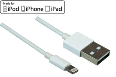 DINIC iPhone/iPad/iPad mini Lightning Kabel, Apple 8pin auf USB 2.0, MFI zertifiziert, weiß, 2m