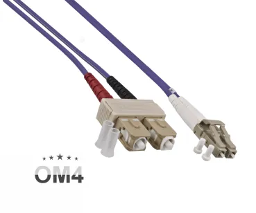 DINIC LWL Kabel OM4, Patchkabel LC/SC Lichtwellenleiter Multimode, 5m
