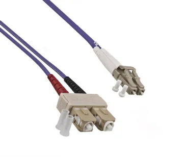 DINIC LWL Kabel OM4, Patchkabel LC/SC Lichtwellenleiter Multimode, 1m