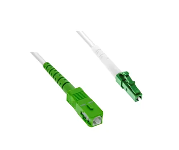 Fiber Optic Simplex, LC/APC 8° to SC/APC 8°, 15m OS2. LSZH jacket, OD=2.0mm, white