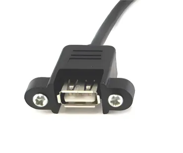 DINIC USB 2.0 Montagekabel A Stecker auf A Buchse, A Bu. anschraubbar, 30 cm, inkl. 2 Schrauben Abstand 26mm, schwarz