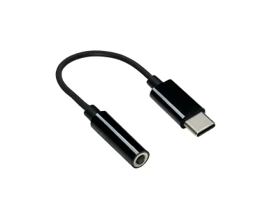 DINIC USB-C Adapter auf 3,5mm Audio (digital), 13,5cm mit Chipsatz, schwarz