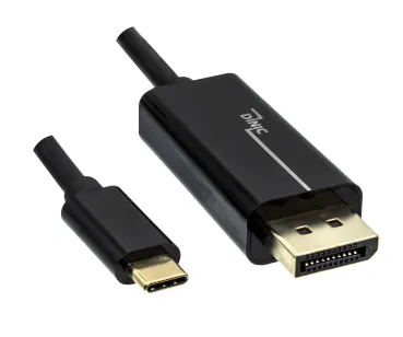 DINIC USB 3.2 Kabel Typ C St. auf DisplayPort St., 2m 4K bei 60Hz, schwarz