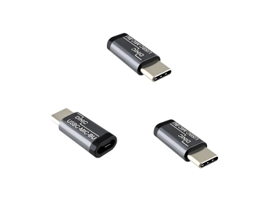 DINIC Adapter, USB C Stecker auf Micro Buchse, 3 Stück Alu, space grey