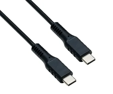 USB Typ C auf C Ladekabel, Polybag, schwarz, 1m 2x USB Typ C Stecker, 60W, 3A, OD: 3.5mm