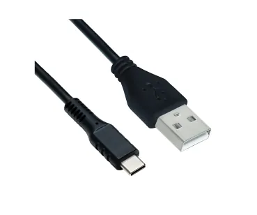 USB Typ C auf A Ladekabel, Polybag , schwarz, 3m USB Typ C auf A Stecker, 5V, 3A, OD: 4,5mm