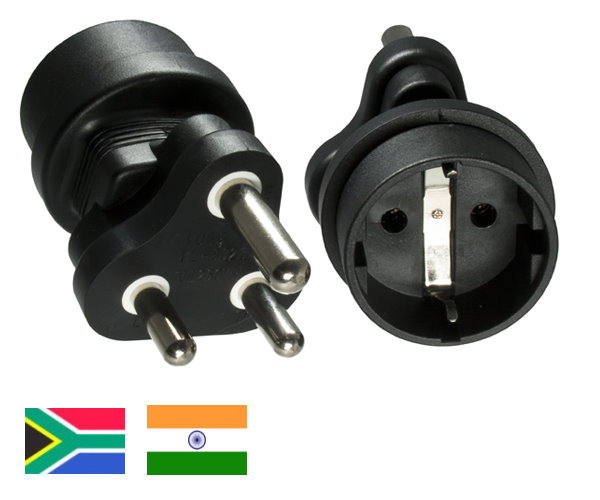 DINIC Kabel Shop - DINIC Universal Reisestecker für Südafrika & Teilweise  Indien: CEE 7/3 zu ZAF 3pin Typ M Adapter [CB-A-NSA-FM YL-8023]