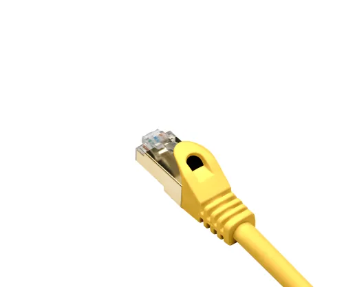 DINIC Cat.7 Premium Patchkabel 10 GB LAN / DSL Netzwerk, LSZH, PiMF/S-FTP Kabel, gelb, 0,30m