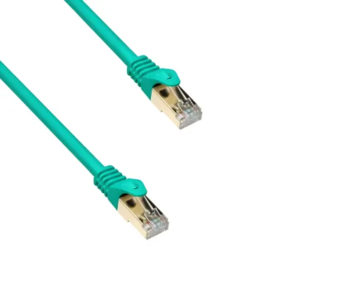 DINIC Cat.7 Premium Patchkabel 10 GB LAN / DSL Netzwerk, LSZH, PiMF/S-FTP Kabel, grün, 0,30m