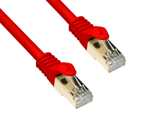 DINIC Cat.7 Premium Patchkabel 10 GB LAN / DSL Netzwerk, LSZH, PiMF/S-FTP Kabel, rot, 0,30m