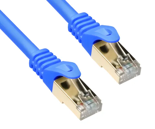 DINIC Cat.7 Premium Patchkabel 10 GB LAN / DSL Netzwerk, LSZH, PiMF/S-FTP Kabel, blau, 3m