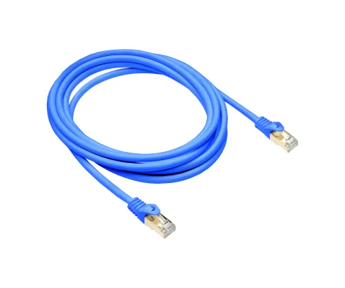 DINIC Cat.7 Premium Patchkabel 10 GB LAN / DSL Netzwerk, LSZH, PiMF/S-FTP Kabel, blau, 1m